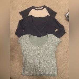Brandy Melville Set of Three Blue and Green Tops